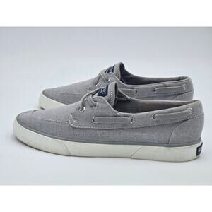 Sperry Pier Boat Sparkle Canvas Slip On Sneakers Grey Womens 6.5